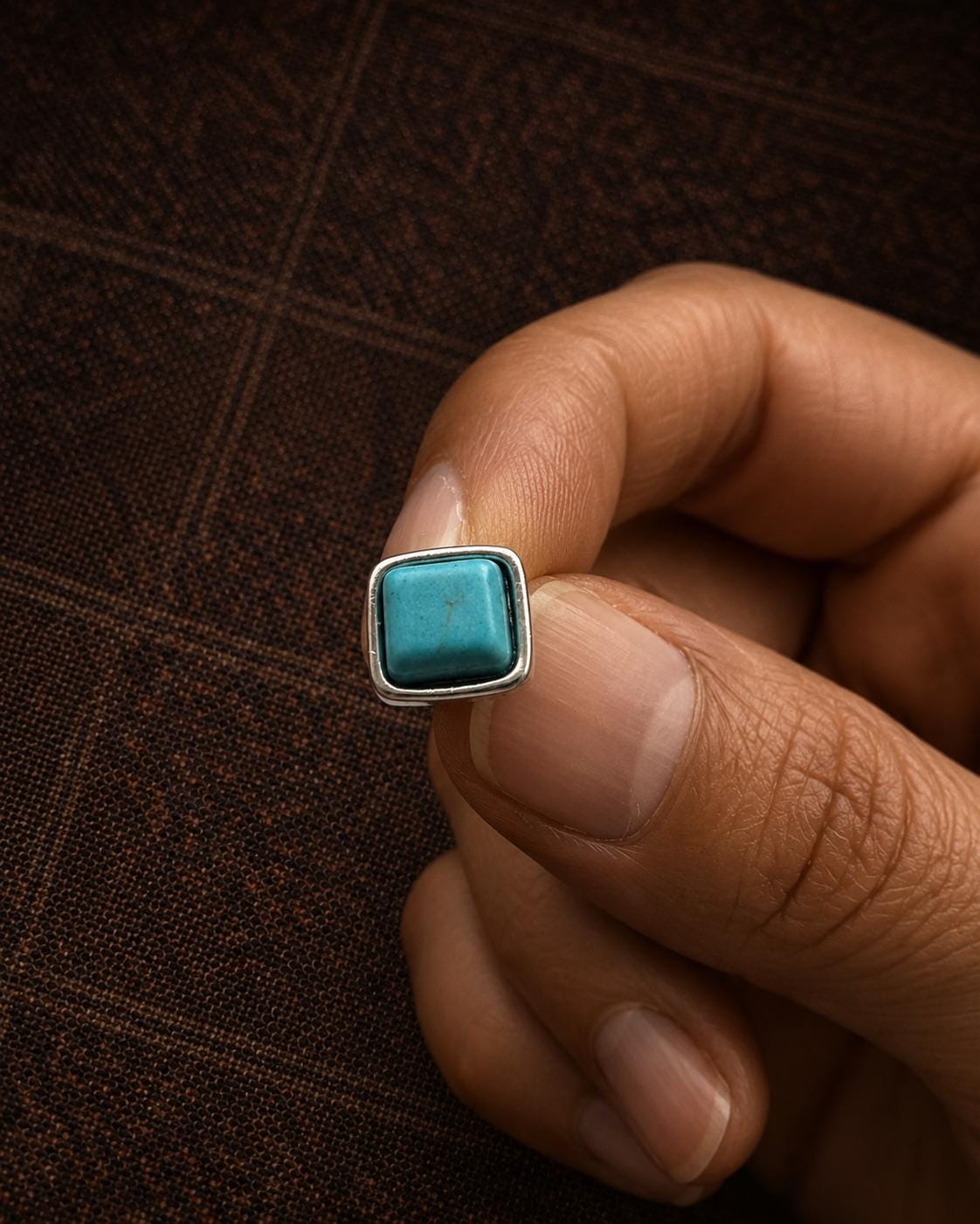 Silver Plated Turquoise Stud Earrings, Vintage Tibetan Style Boho Jewelry