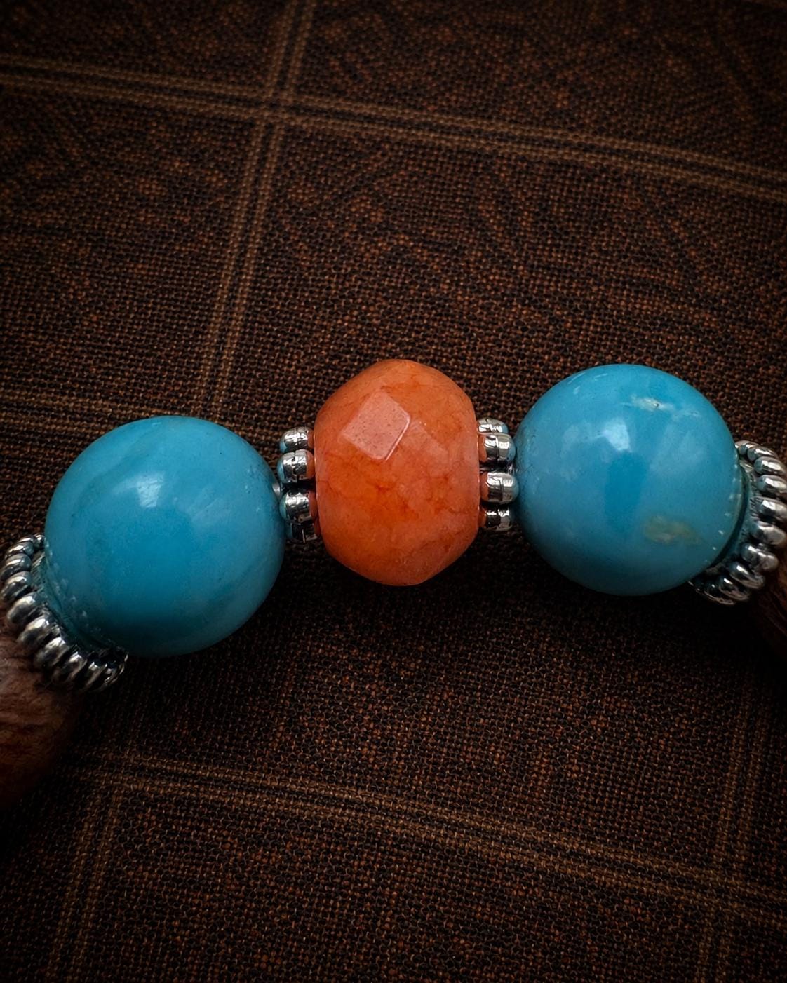 Vintage Turquoise Wood Bead Bracelet