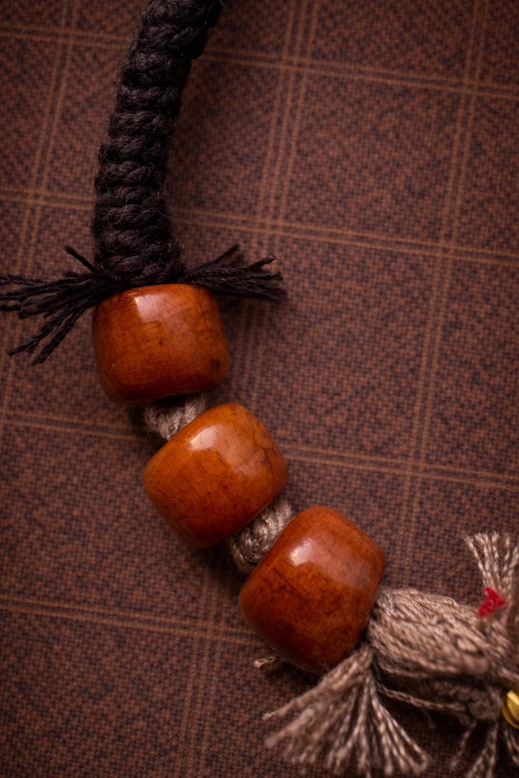 Handmade Tibetan Two-Eye Dzi Bead Braided Rope Wristband, Meditation Gift for Men & Women