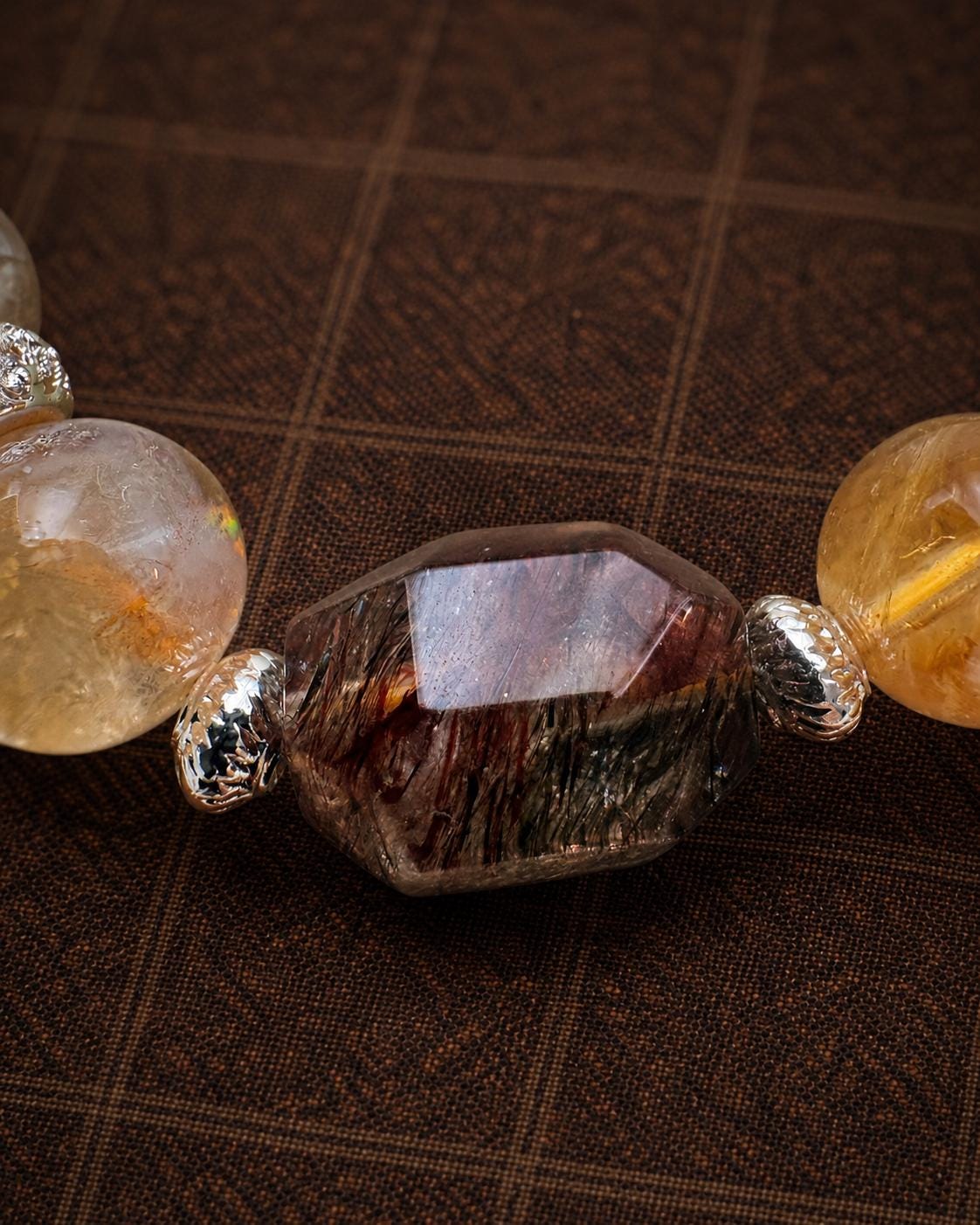 Natural Citrine Bracelet, Tibetan Style Yellow Crystal Beaded Bracelet