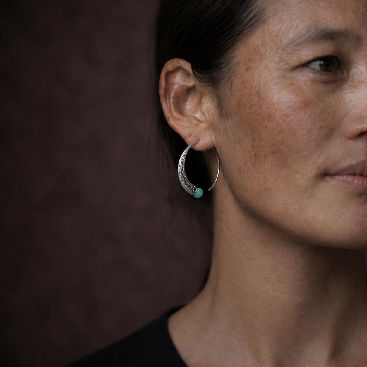 Turquoise Tibetan Ethnic Hoops