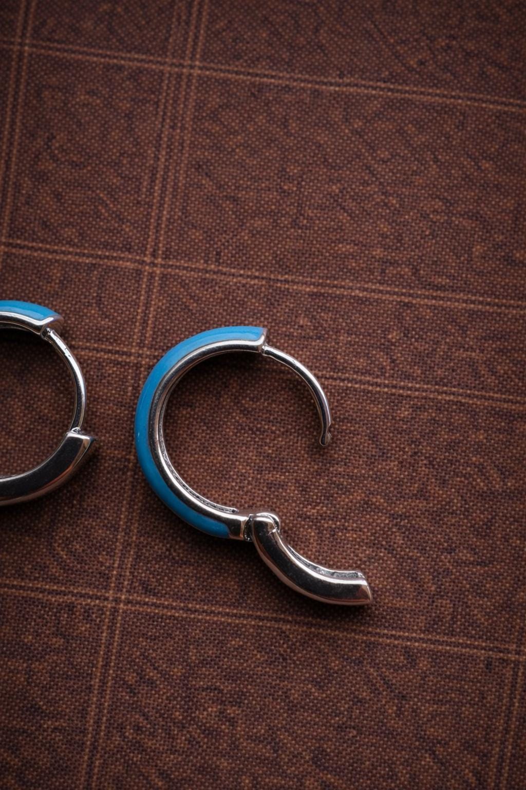 925 Silver Plated Handmade Tibetan-Style Turquoise Hoop Earrings