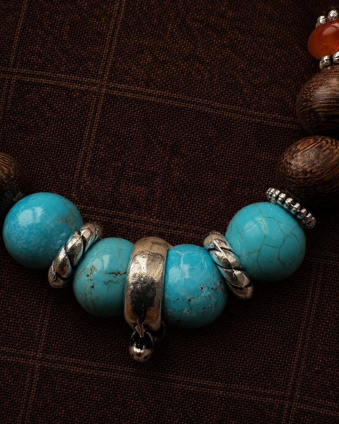 Vintage Turquoise Wood Bead Bracelet
