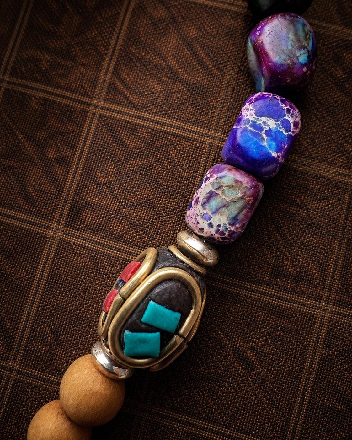 One of a Kind Tibetan Lhasa Necklace, Only One Available, Colorful Handmade Gemstone Beaded Jewelry