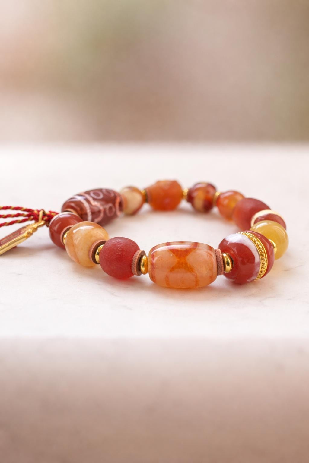 Tibetan Dzi Agate Bracelet | Handwoven Single Wrap Bracelet