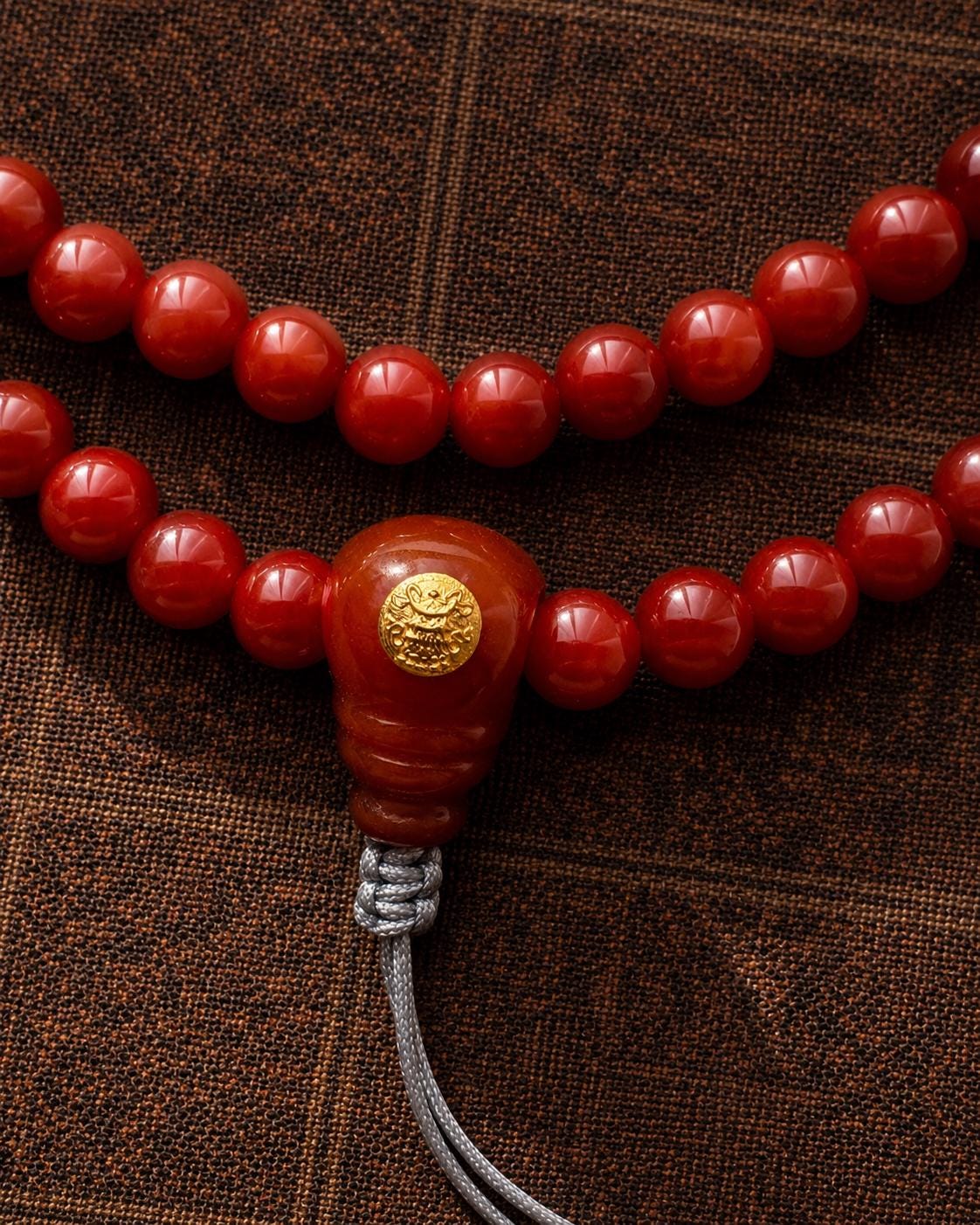 Natural Red Carnelian Necklace, Vintage Tibetan Agate Bead Jewelry