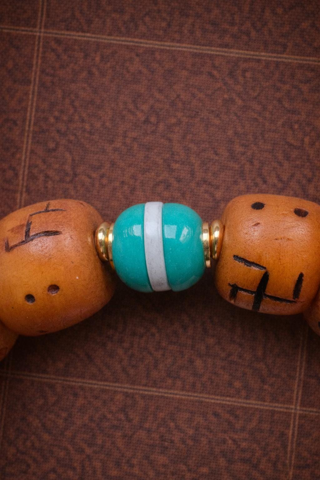Tibetan Bone Carved Bracelet – Vintage Barrel Beads with Traditional Carved Motif | Unisex Ethnic Style