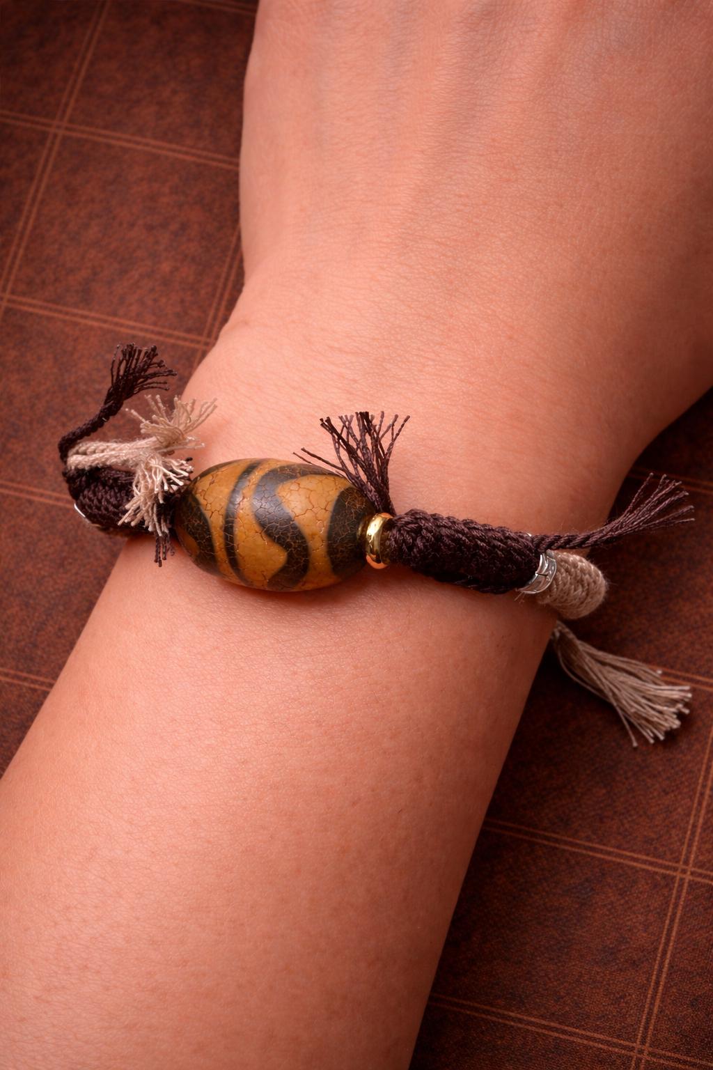 Agate Dzi Handwoven Bracelet – Tibetan Style Adjustable Rope Bracelet