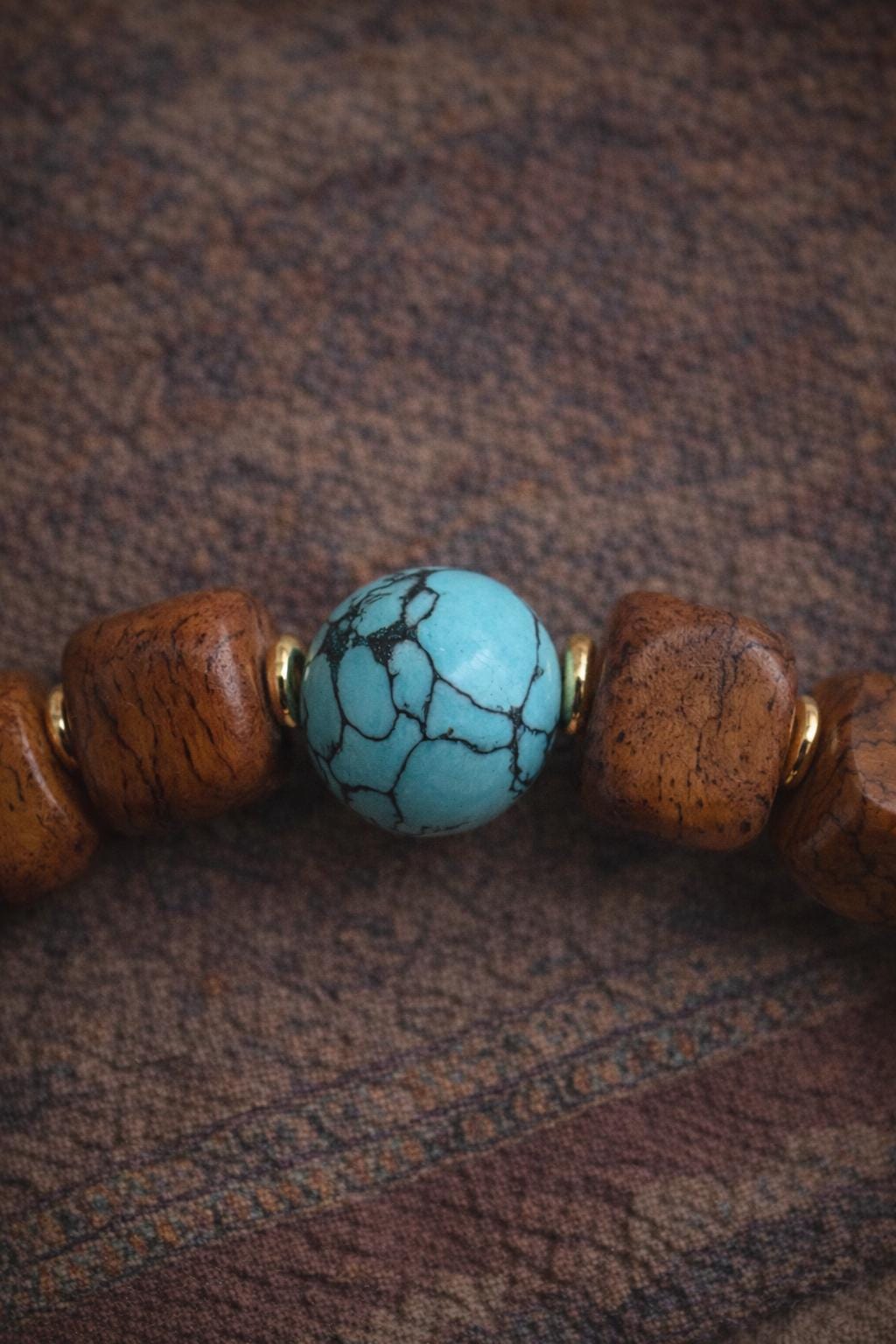 Yak Bone & Turquoise Dzi Bead Bracelet – 8mm Handcrafted Tibetan-Style Mala