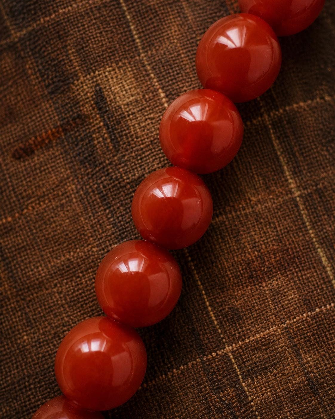 Natural Red Carnelian Necklace, Vintage Tibetan Agate Bead Jewelry