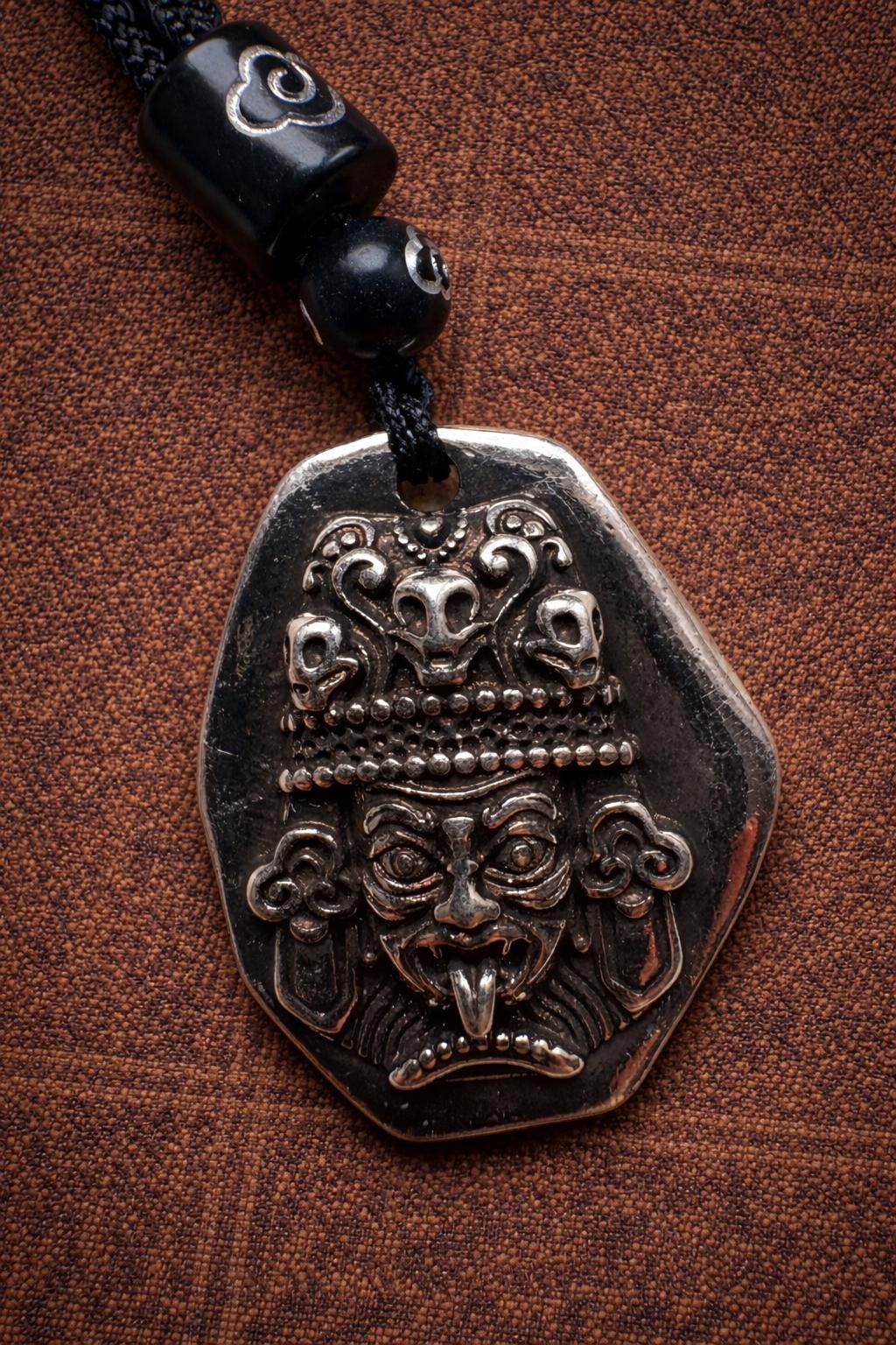 Tibetan Protector Amulet Necklace – Silver Plated Spiritual Talisman