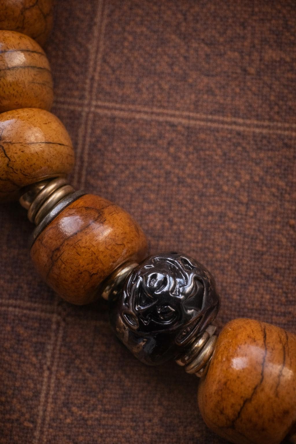Tibetan Yak Bone Couple Bracelet – Barrel Mala Beads | Unity & Protection