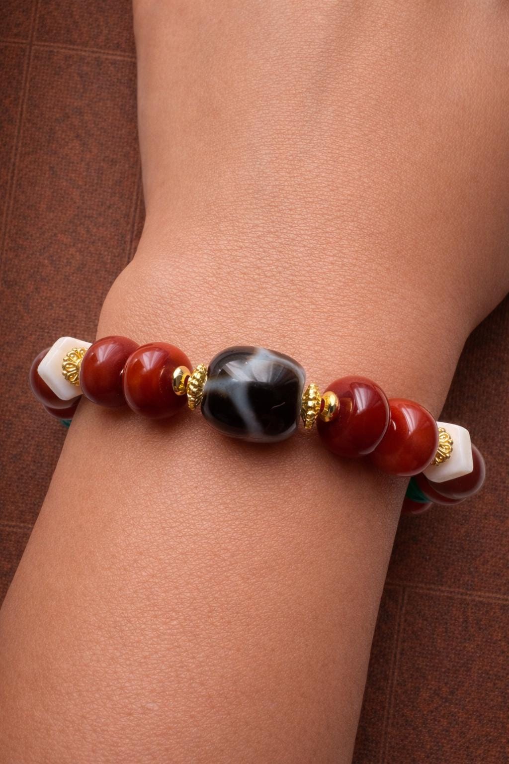 Red Agate & Turquoise Bracelet – Tibetan Style Handmade Beaded Jewelry