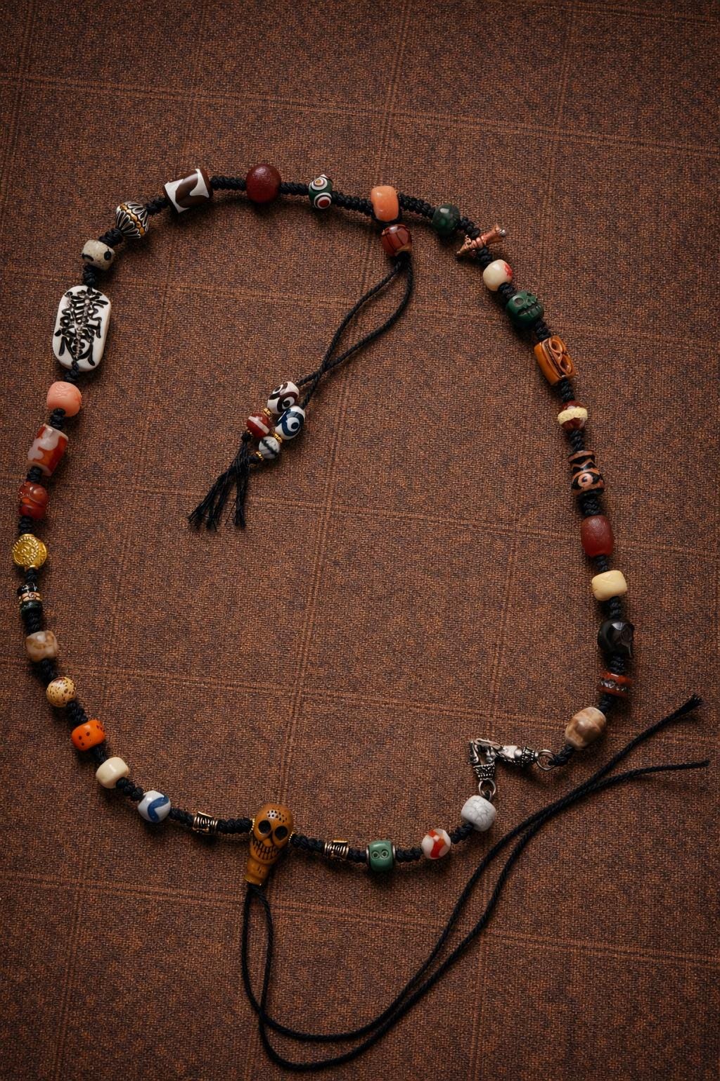 Tibetan Multi-Stone Talisman Necklace – Vintage Ethnic Beaded Pendant | Handmade Tribal Jewelry Gift