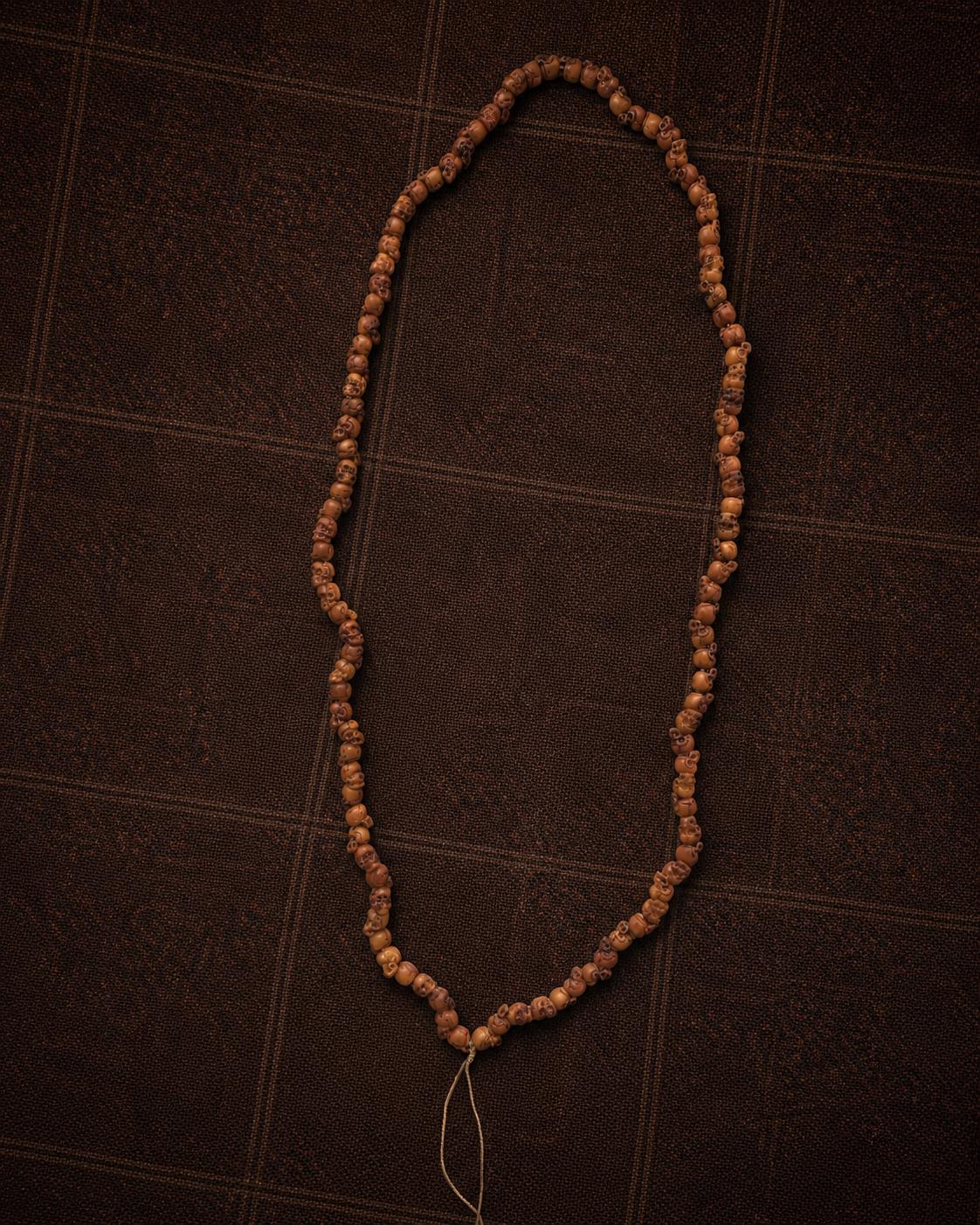 Tibetan Yak Bone Skull Mala – 108 Light-Tone Aged Bone Beads, Hand-Carved Citipati Inspired Design