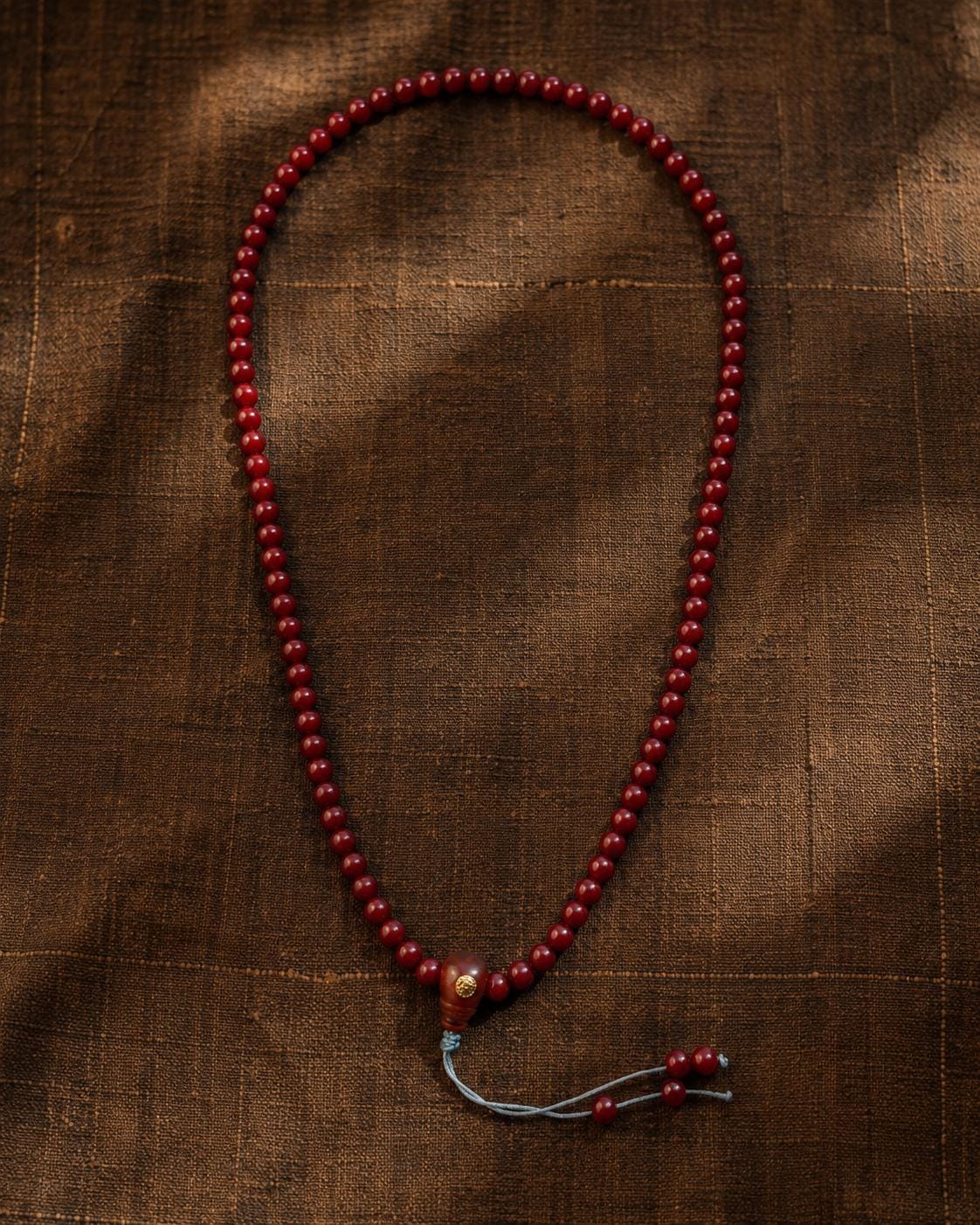 Natural Red Carnelian Necklace, Vintage Tibetan Agate Bead Jewelry