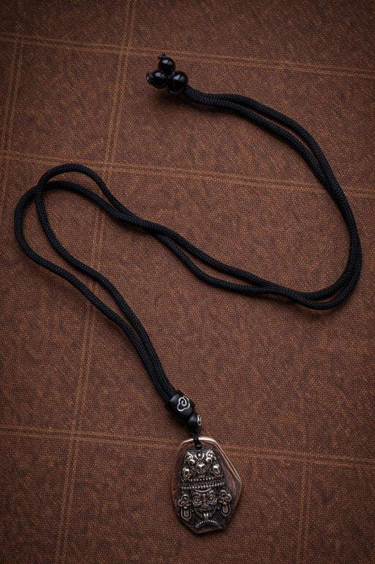 Tibetan Protector Amulet Necklace – Silver Plated Spiritual Talisman