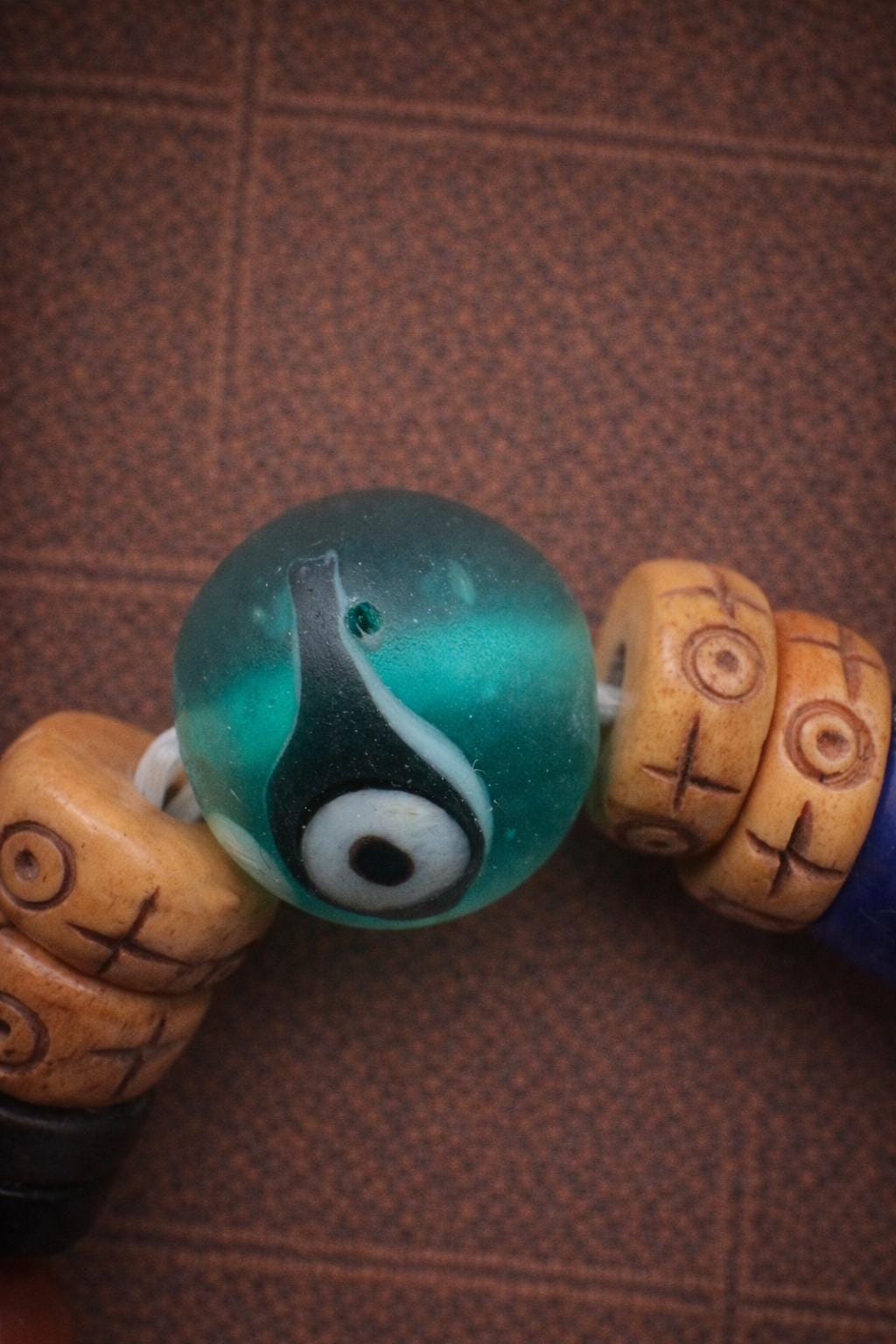 Tibetan-Inspired Multi-Bead Bracelet – Yak Bone, Agate, Glass & Copper | Handmade Statement Jewelry