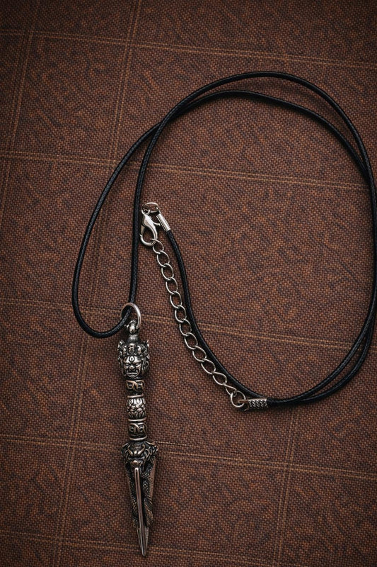 Tibetan Phurba Pendant Necklace – Vajra Dagger Amulet | Vintage Protection Talisman