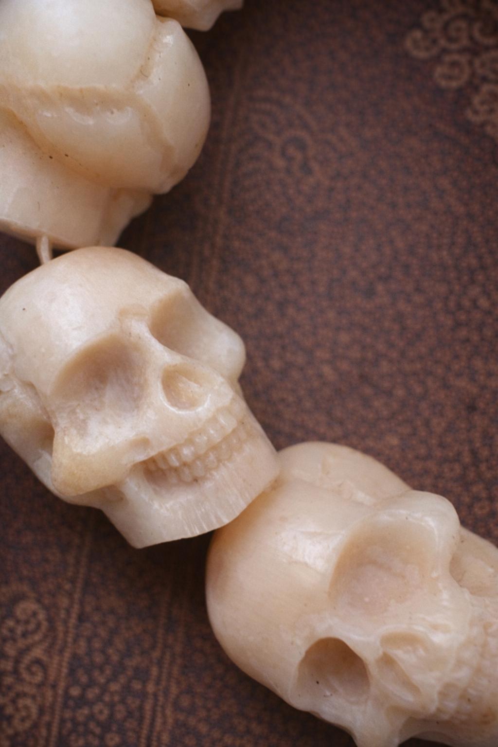 Camel Bone Skull Bracelet – Large Bead Tibetan Vintage Amulet, Handmade Protection Charm