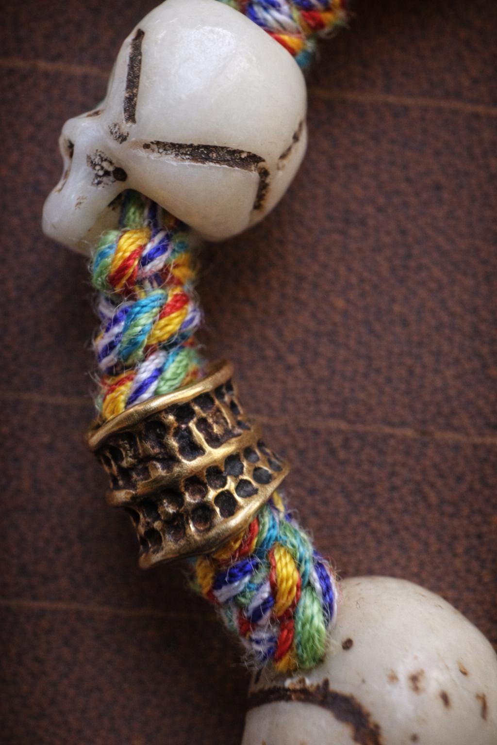 Citipati Skull Bracelet | Yak Bone Small Bead Tibetan Protection Amulet