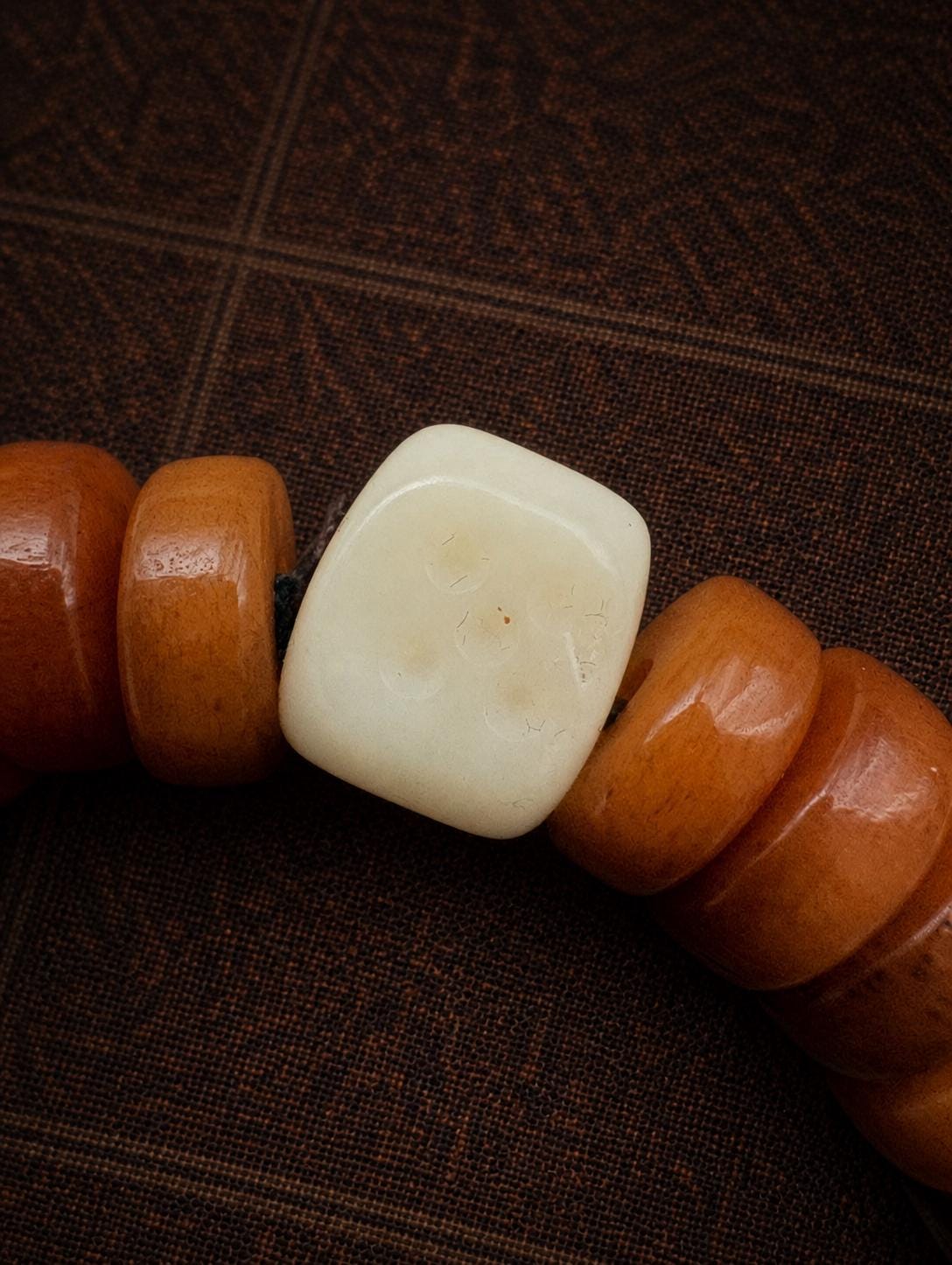 Tibetan Bone Tablet Bead Bracelet with Turquoise | Ethnic Style Handmade Jewelry