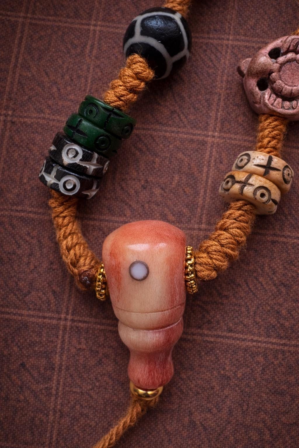 Tibetan Multi-Bead Pendant Necklace | Ethnic Agate Charm