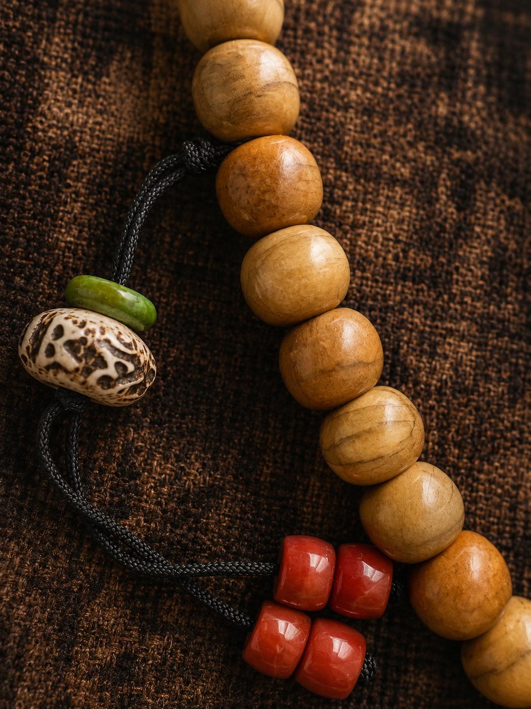 Tibetan Yak Bone 108 Bead Mala Bracelet, Turquoise Agate, Boho Prayer Beads
