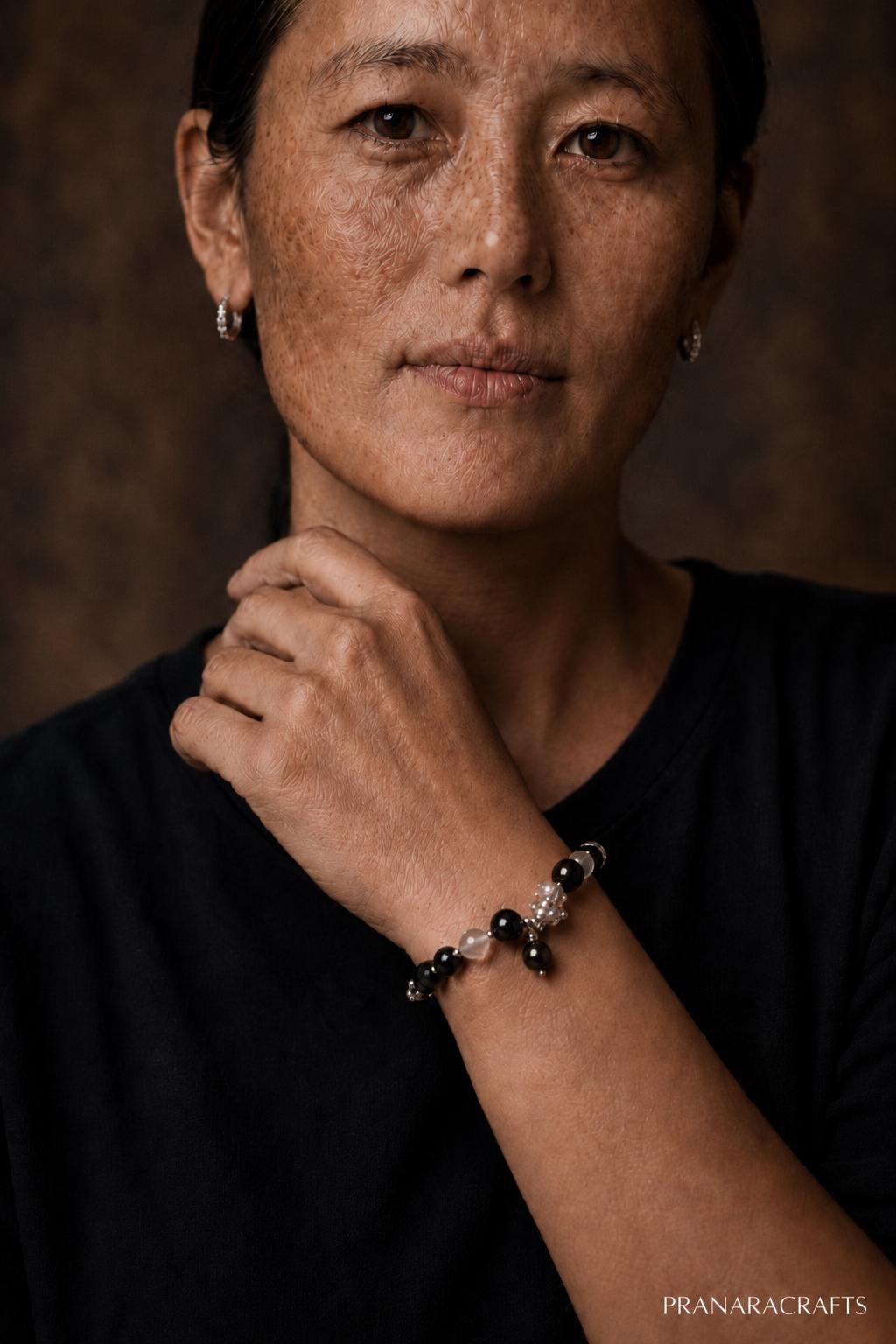 Natural Obsidian Wealth Bracelet with Silver-Plated Pixiu Charm