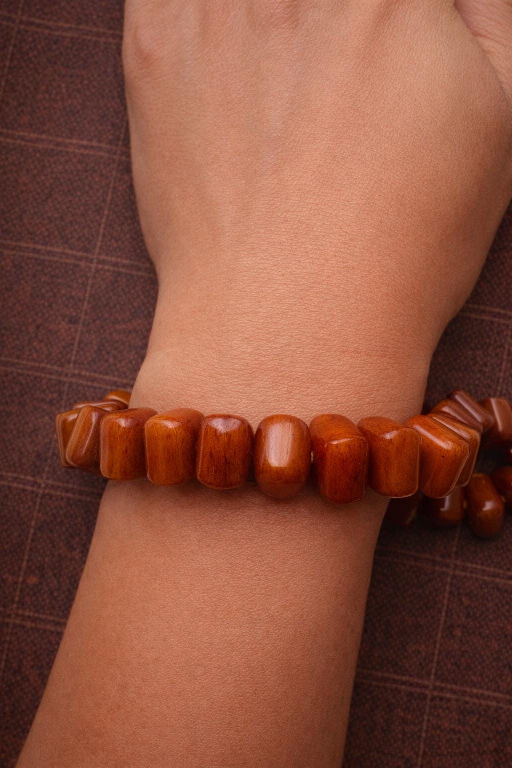 Camel Bone Bracelet – Irregular Square Beads | Minimal Vintage Jewelry