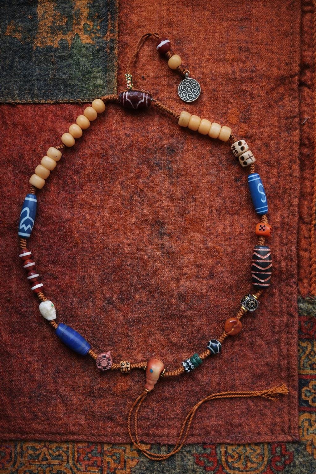 Tibetan Multi-Bead Pendant Necklace | Ethnic Agate Charm