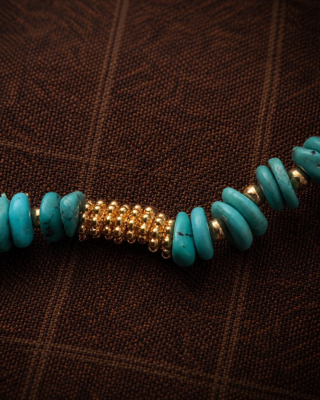 Natural Turquoise Nugget Bracelet, 18K Gold Plated Beads, Tibetan Inspired Handmade Bracelet