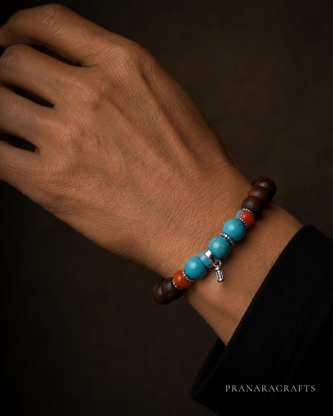 Vintage Turquoise Wood Bead Bracelet