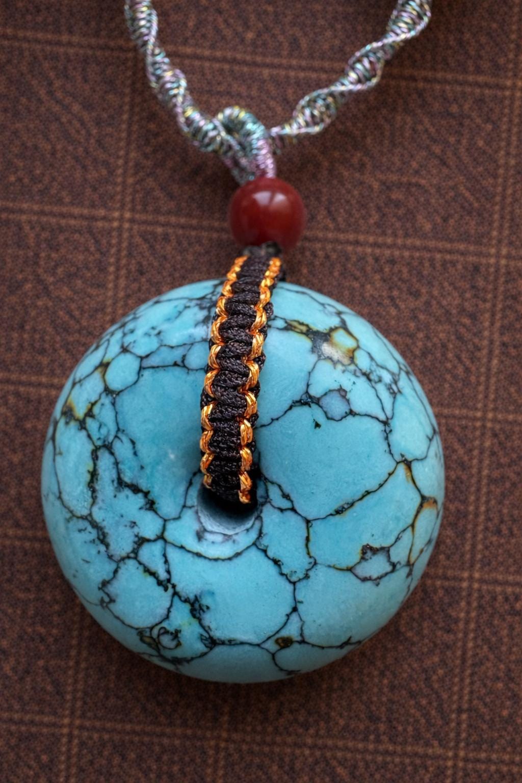 Turquoise Handwoven Necklace | Tibetan Inspired Vintage Ethnic Pendant